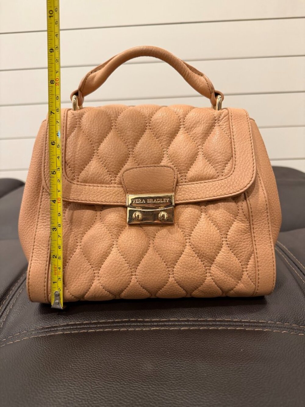 Vera Bradley Mini Stella Quilted Satchel Tan Brown Handbag - Picture 11 of 13